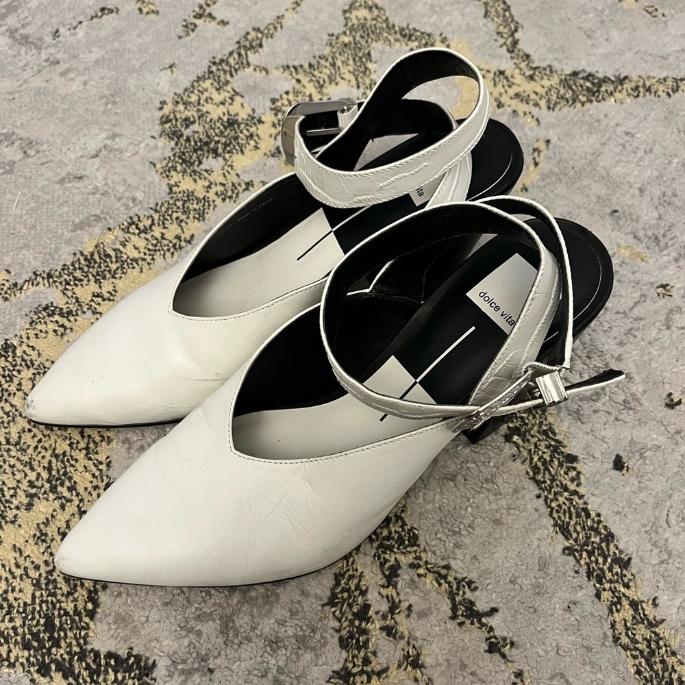 DOLCE VITA western style white mules